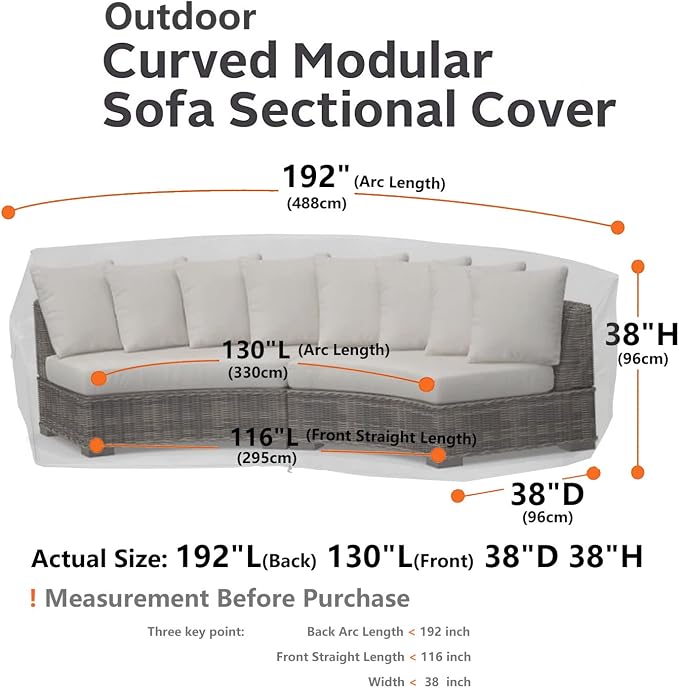 Curved Patio Furniture Cover for Outdoor Sectional Sofa, Lawn Outside Garden - Image 7