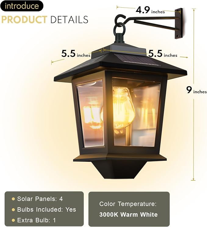 PASAMIC 2 Pack Solar Wall Lanterns - Image 7