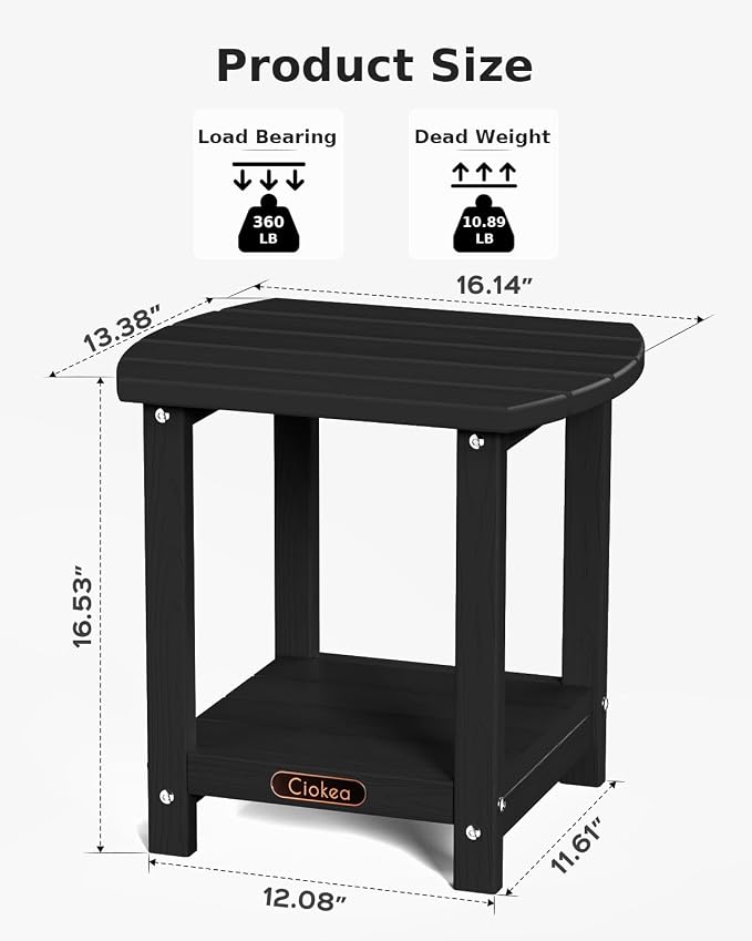 Ciokea Adirondack Outdoor Side Table 2 Pack, 2-Tier Sturdy Patio End Table - Image 3