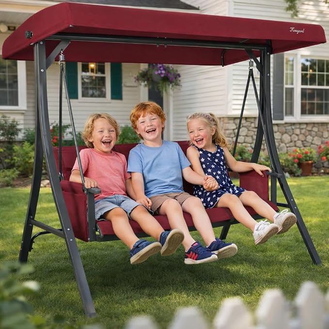 Kozyard Brenda 3-Seat Outdoor Porch Swing Glider, Patio Swing - Image 3