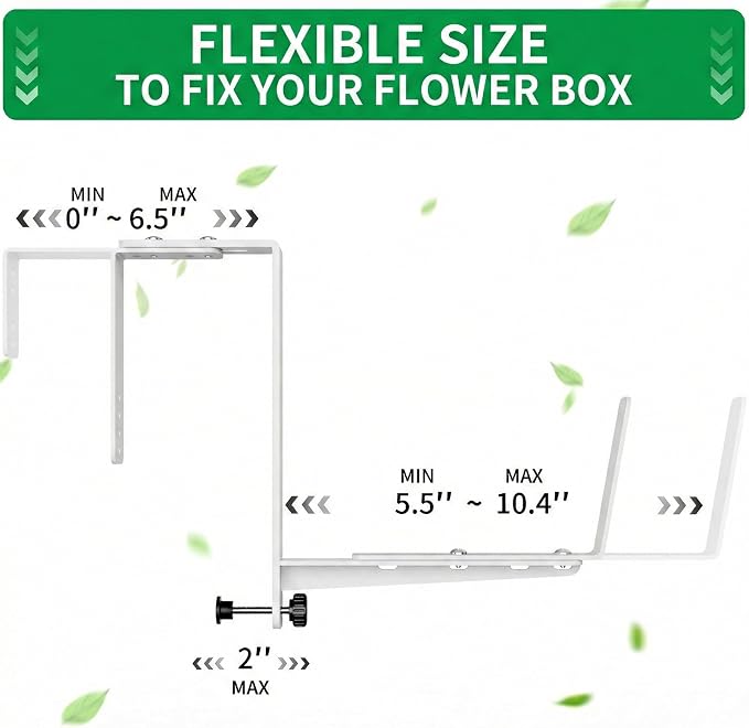 Window Box Brackets, Adjustable Planter Box Brackets, Heavy Duty Iron Flower - Image 3