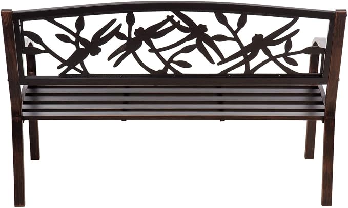 Evergreen Garden Weatherproof Dragonfly Outdoor Bench | Holds Up to 300 lbs. | - Image 4