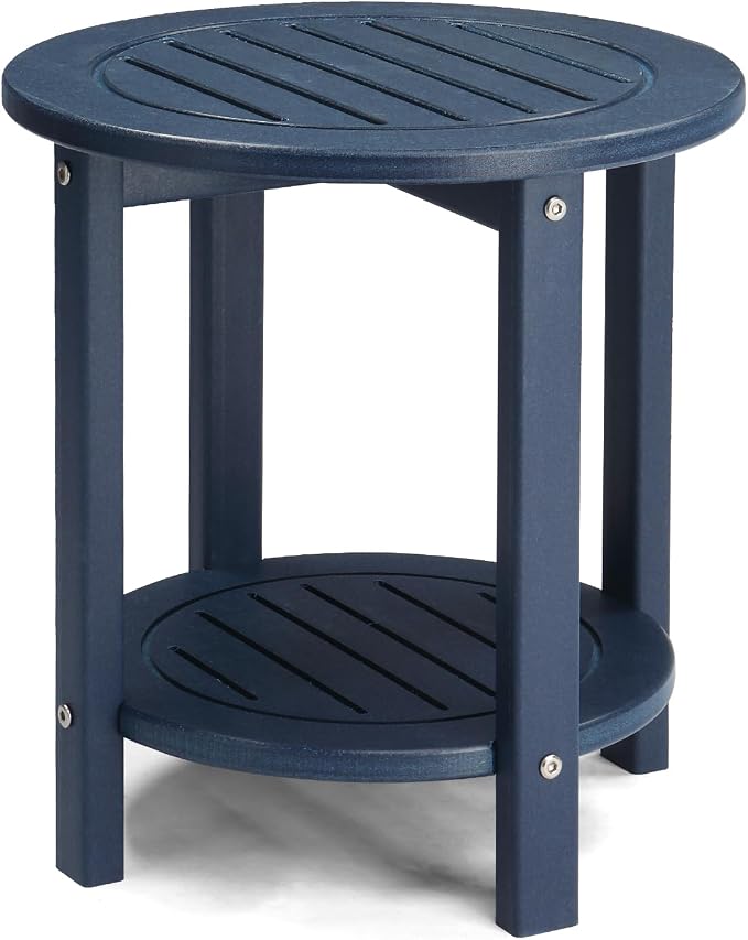 Outvita Adirondack Side Table, 16 Inch Round Outdoor End Table, HDPE Weather by Outvita