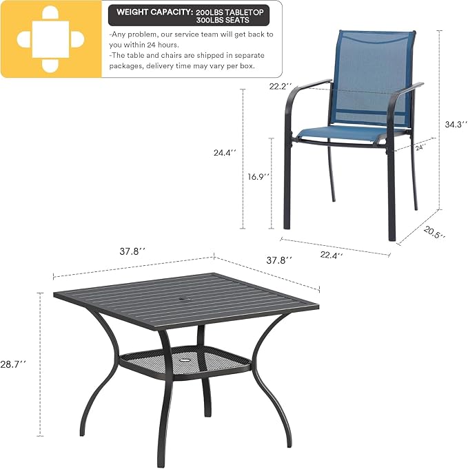 VICLLAX 5 Pieces Patio Dining Set - Image 7