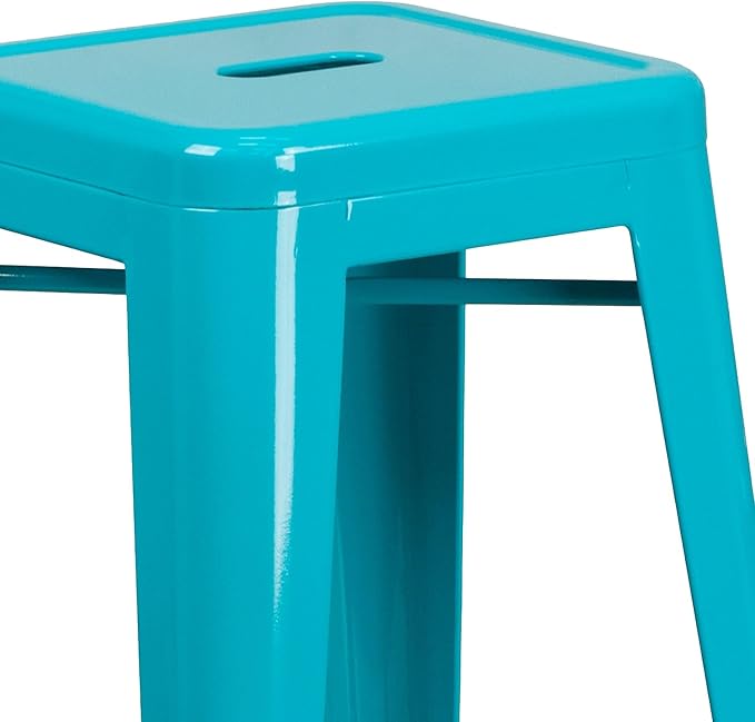 Flash Furniture Commercial Grade 30" High Backless Crystal Teal-Blue - Image 6