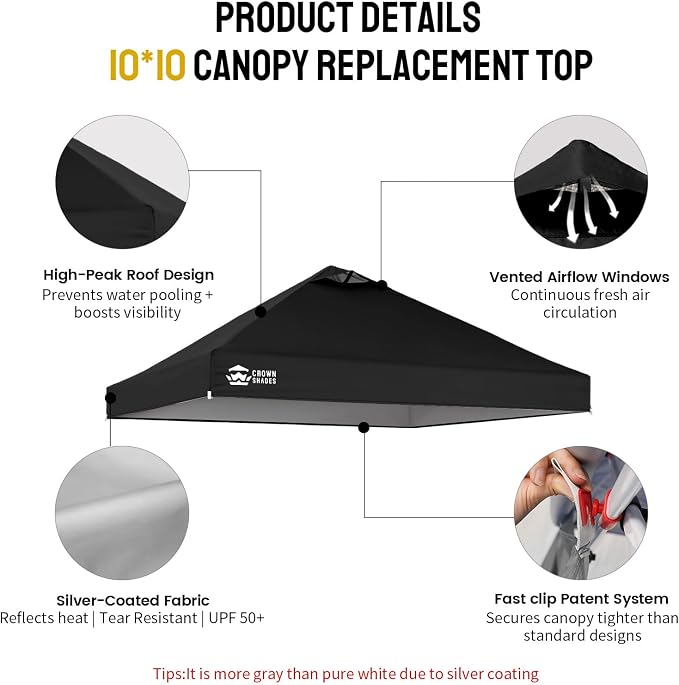 CROWN SHADES 10x10 Canopy Replacement Top - Image 4
