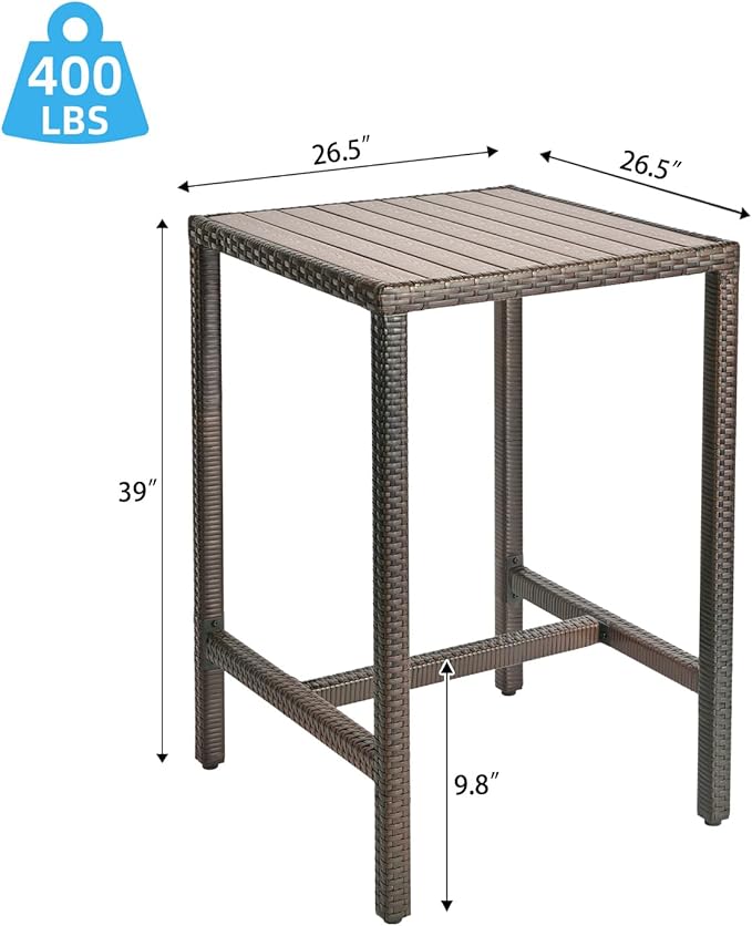 Outdoor Bar Table Patio Bar Height Bistro Table 39" Tall Outdoor High Top - Image 2