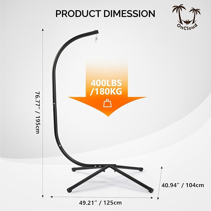 ONCLOUD Hanging Chair Stand Only, Elegant Solid Steel Hammock Chair Stand - Image 8