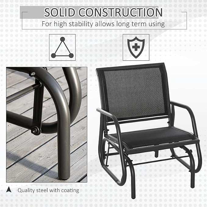 Outsunny Porch Glider Set of 2, Metal Frame Swing Glider Chair - Image 6