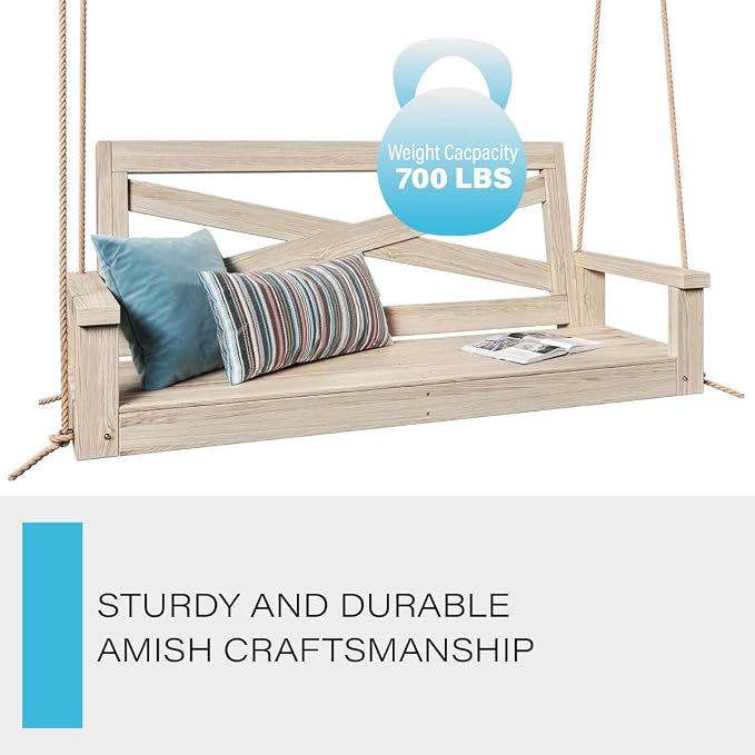Porchgate Amish Heavy Duty 700 Lb Boardwalk Porch Swing W/Ropes - Image 4