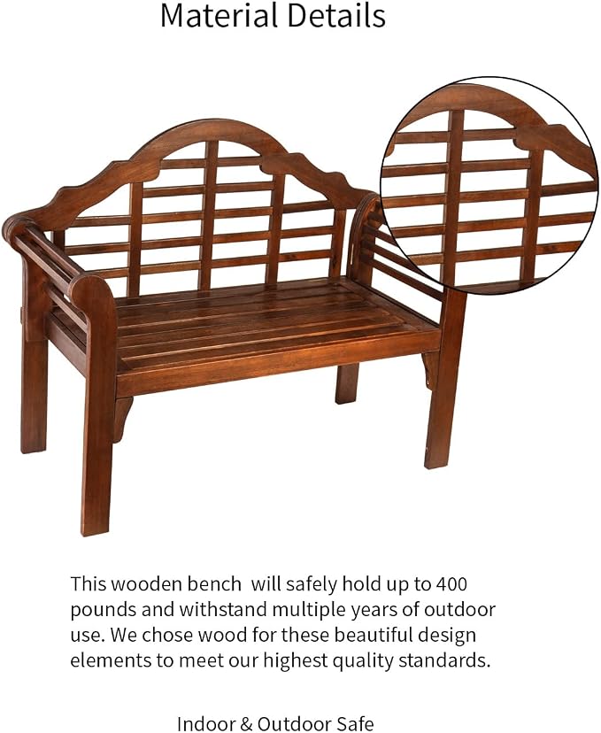 Plow & Hearth Weatherproof Lutyens Eucalyptus Wood Garden Bench | Foldable - Image 8