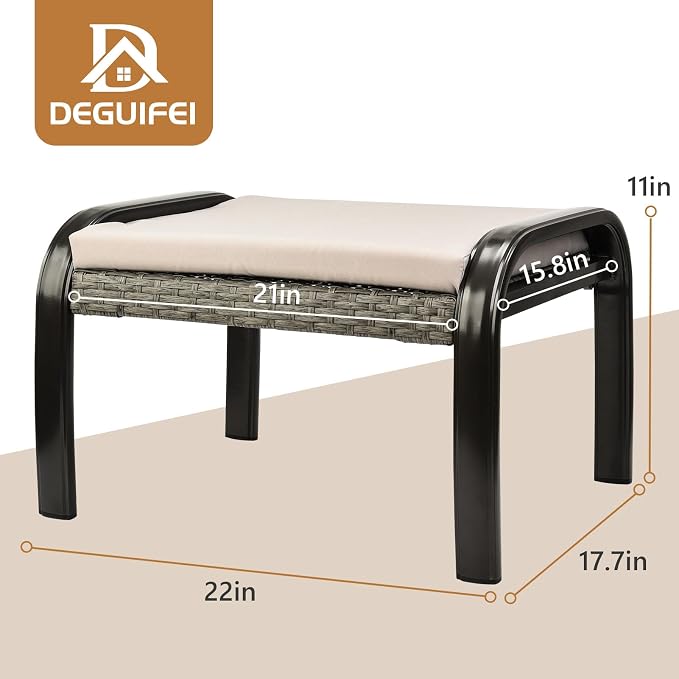 Outdoor Ottoman Patio Footstools PE Rattan Aluminum Footrest Indoor Outdoor All - Image 2