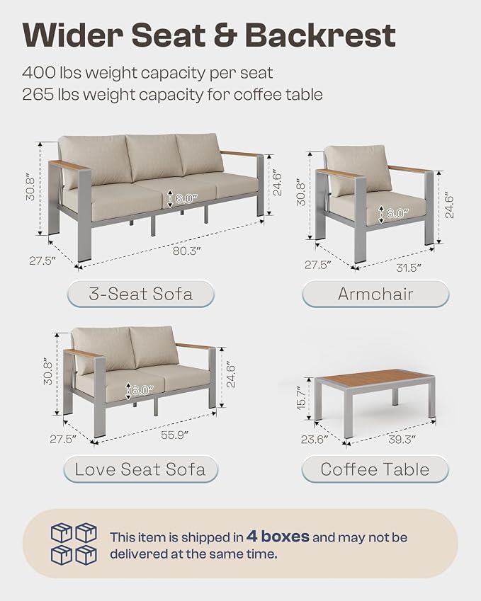 Aluminum Outdoor Patio Furniture Set - Image 8