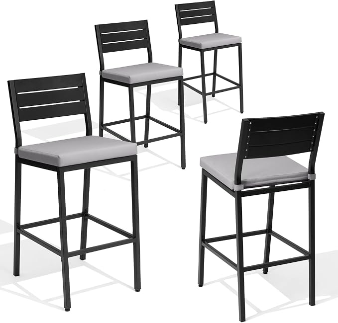 Crestlive Products Outdoor Bar Stools Set of 4, Patio Counter Height Barstools - Image 2