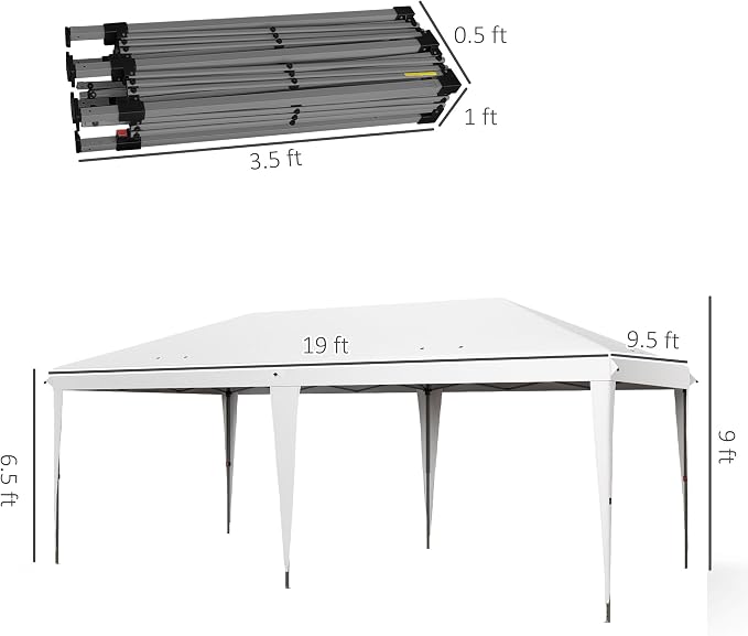 Outsunny 10' x 19.2' Pop Up Canopy Tent, Heavy Duty Tent - Image 7