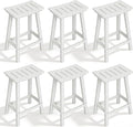 Outdoor Bar Stools Set of 6, 24 Inch All-Weather HDPE Counter Height Chairs by KULAMOONLIFEHOUSE