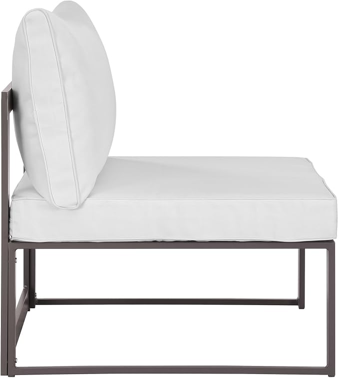 Modway Fortuna Aluminum Outdoor Patio Armless Chair in Brown White - Image 3