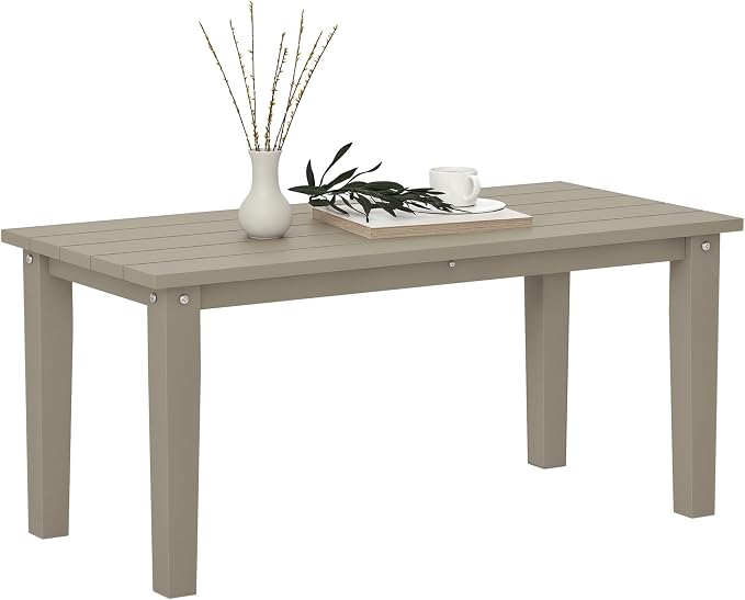 Outsunny HDPE Outdoor Coffee Table, All-Weather Rectangle Patio Coffee Table by Outsunny