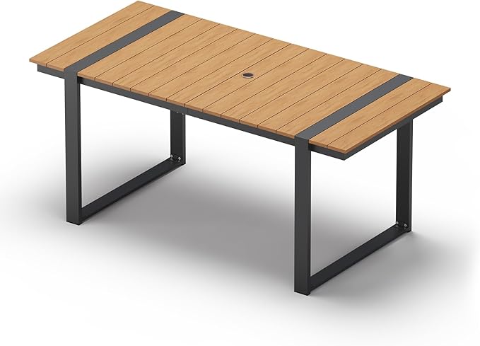 Outdoor Dining Table for 6, HDPS+ Aluminum Patio Dning Table by Oasbira