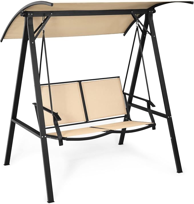 Tangkula 2-Person Patio Swing, Weather Resistant Porch Swing by TANGKULA