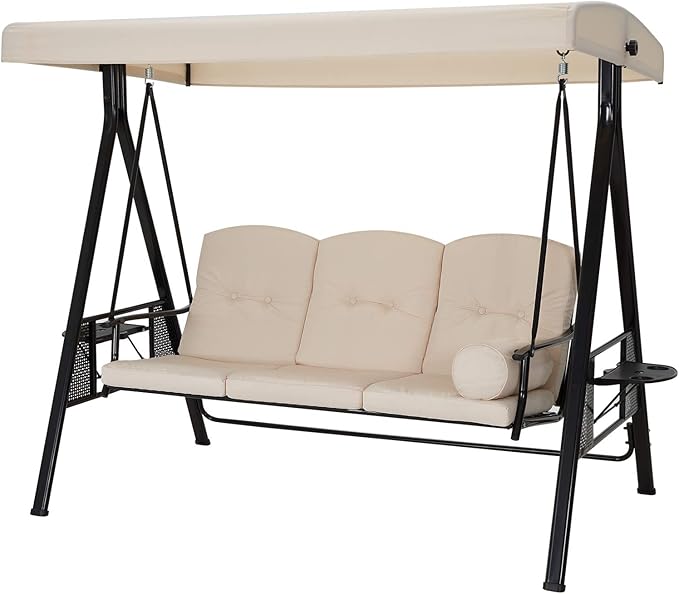 U-MAX 3-Seat Outdoor Patio Swing Chair, Swing Glider by U-MAX