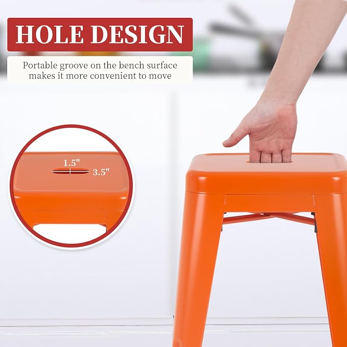 FDW Metal Bar Stools Set of 4 Counter Height Bar Stools 24 Inches Industrial - Image 4