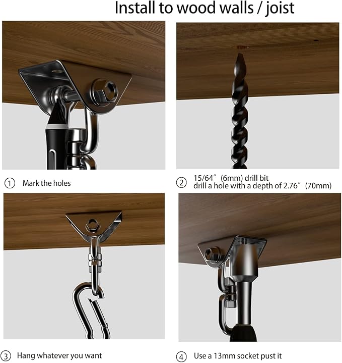 Hammock Hanging Kit, 1000 lb Capacity Heavy Duty 360° Rotate Swing Ultra - Image 7