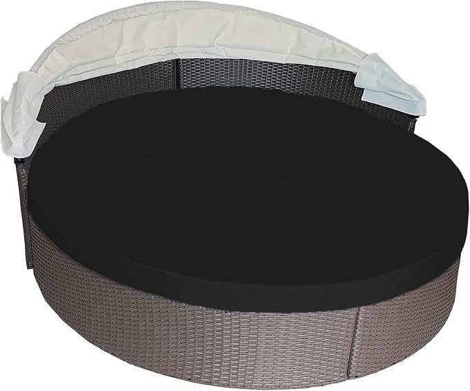 Round Outdoor Daybed Cushion Cover Replacement, Anti-UV Water-Resistant Patio by SOWINOS