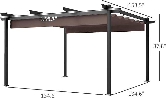 Outsunny 13' x 13' Retractable Pergola Canopy - Image 7