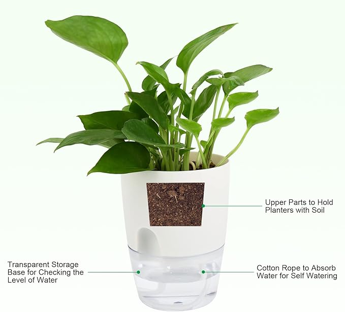 ShineMe Self Watering Pots, 5 Pack Self Watering Planters - Image 2