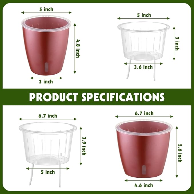 Self Watering Pots for Indoor Plants, Small African Violet Pots - Image 4