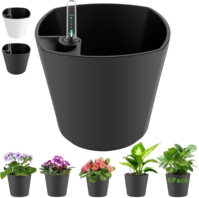 Self Watering Planters for Indoor Outdoor Plants 7 inch Flower Pot by GsGardenSpecialty