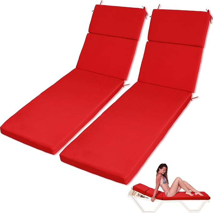 2 Pcs Indoor Outdoor Chaise Lounge Cushions Sponge Bench Outdoor Furniture by SmoothNovelty