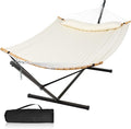 Outdoor Hammock with Stand Included, Two Person Hammock with Curved Spreader Bar by MansionHome