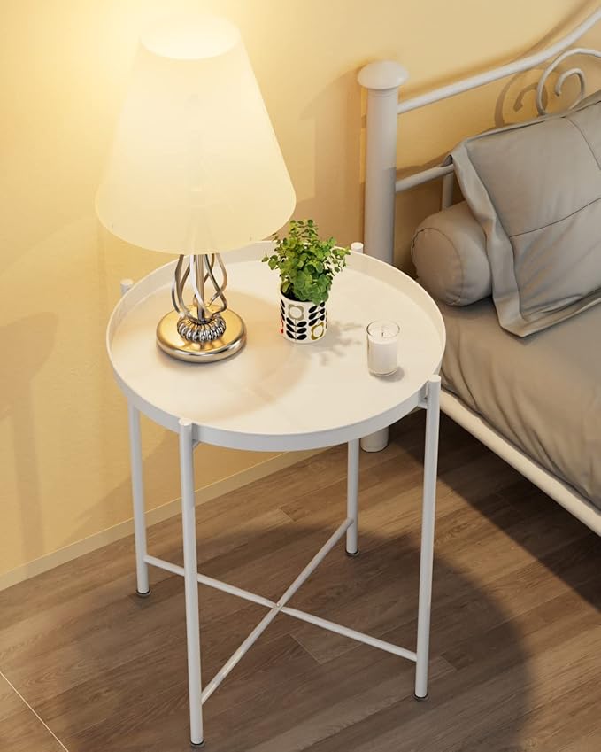 EKNITEY End Table, Folding Metal Side Table Waterproof Small Coffee Table Sofa - Image 5