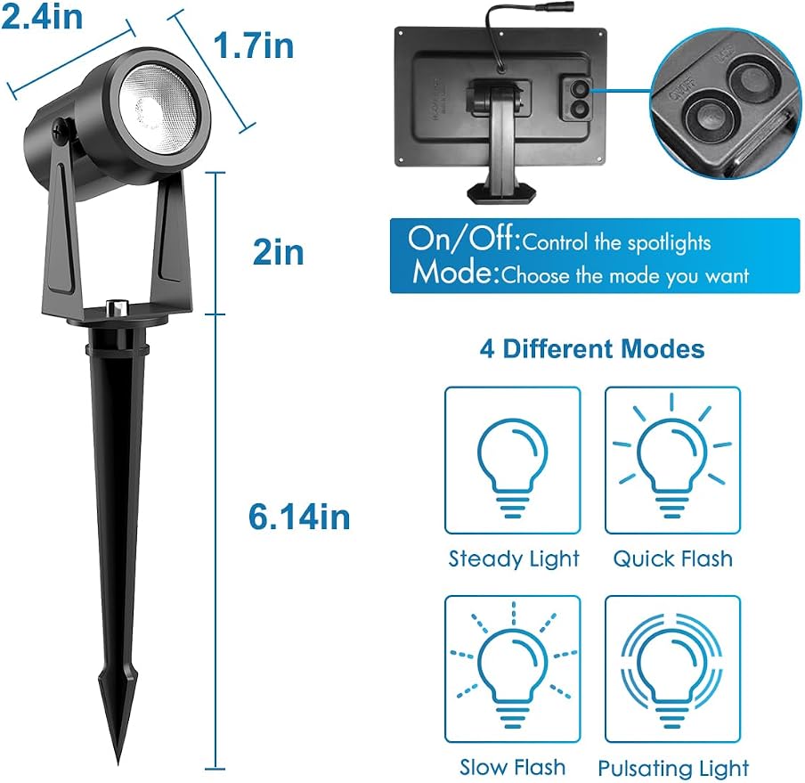 Zyan Solar Landscape Spotlights, Separate Monocrystalline Panels & USB-C - Image 7