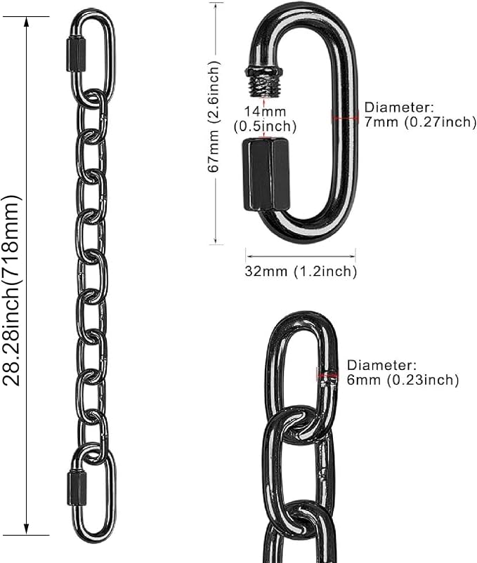 BeneLabel 2Pcs 28 inch Black Heavy Duty Hanging Chains - Image 2