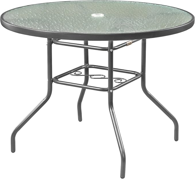 Garden Elements Outdoor Patio Furniture, Round Dining Table, Steel Base and Rim by GardenElements