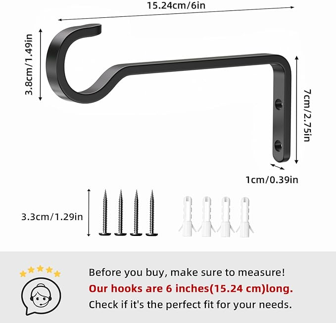 6 Inch 2 Pack Heavy Duty Outdoor Plant Hangers - Image 3