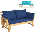 Tangkula Acacia Wood Patio Convertible Couch Sofa Bed by TANGKULA