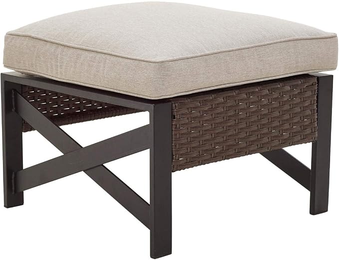 PatioFestival Outdoor Wicker Ottoman Patio Footstool Rattan Furniture Coffee by PatioFestival