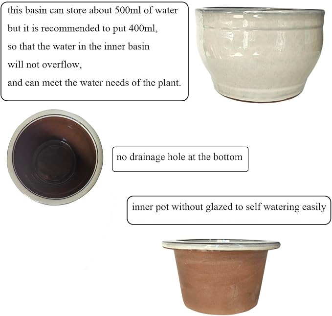 African Violet Pots Self Watering Round Ceramic Violet Pot - Image 4