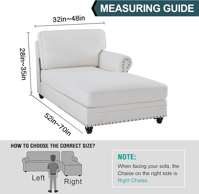 FantasDecor Right Chaise Lounge Cover Stretch Chair Lattice Slipcover - Image 3