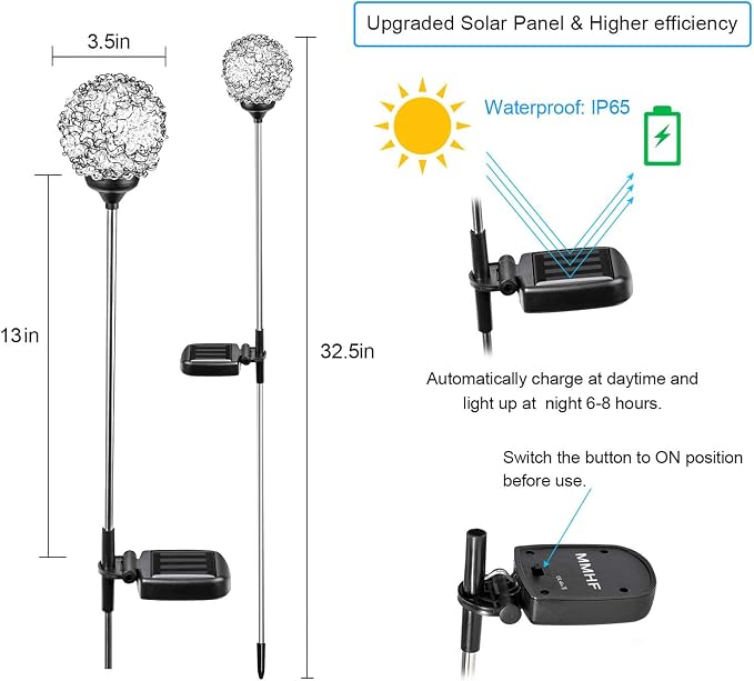 Solar Garden Lights Outdoor, Upgraded Globe Powered Garden Light - Image 3