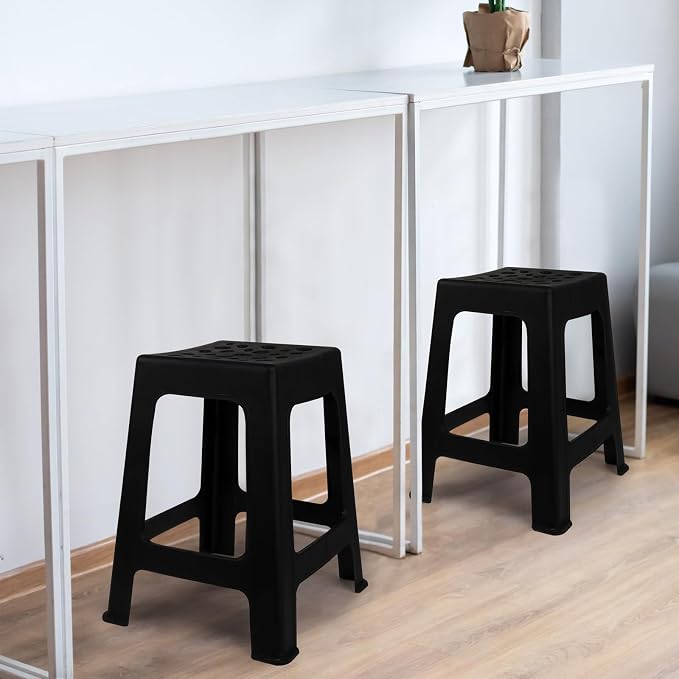 TURSTIN 6 Pack Plastic Stools 16.9 Inch Black Nesting Stools Portable Backless - Image 2