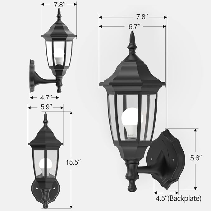 EMART Plastic Outdoor Wall Light Fixtures - Image 2