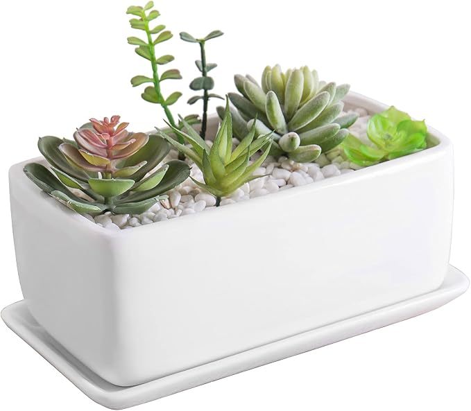 MyGift 10 Inch Modern Unglazed White Ceramic Indoor Plant Pot by MyGiftHome