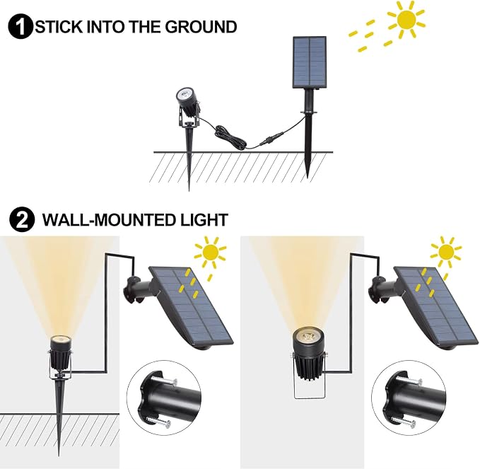 T-SUN Solar Spotlights Outdoor Waterproof, Solar Landscape Spotlights, Solar - Image 7