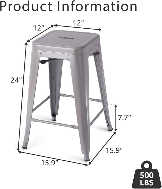 Stackable Metal Bar Stool Backless Indoor-Outdoor Counter Stools Fullmetal - Image 3