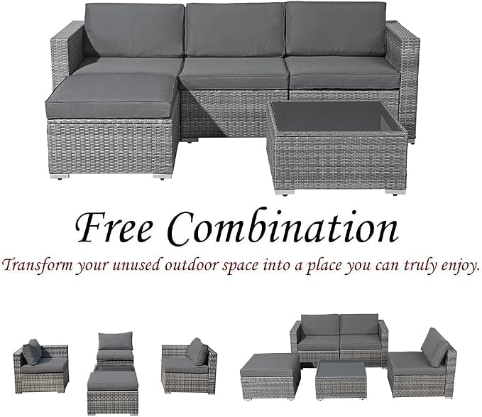 Patiorama 5 Piece Outdoor Patio Furniture Set, Outdoor Sectional Conversation - Image 6